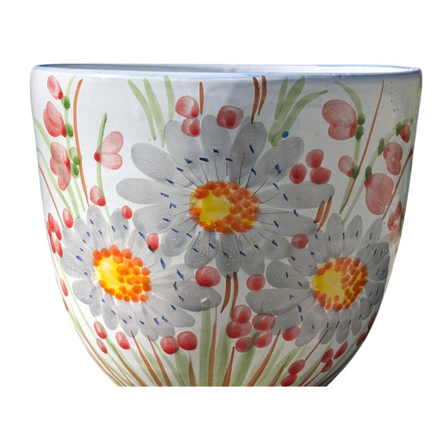White Vintage Italian Ceramic Botanical Flower Planter Pot For Sale - Image 8 of 14