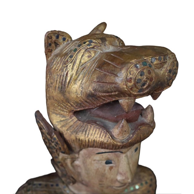 Hand Carved Burmese Court Performer or Nat Statue For Sale - Image 9 of 11