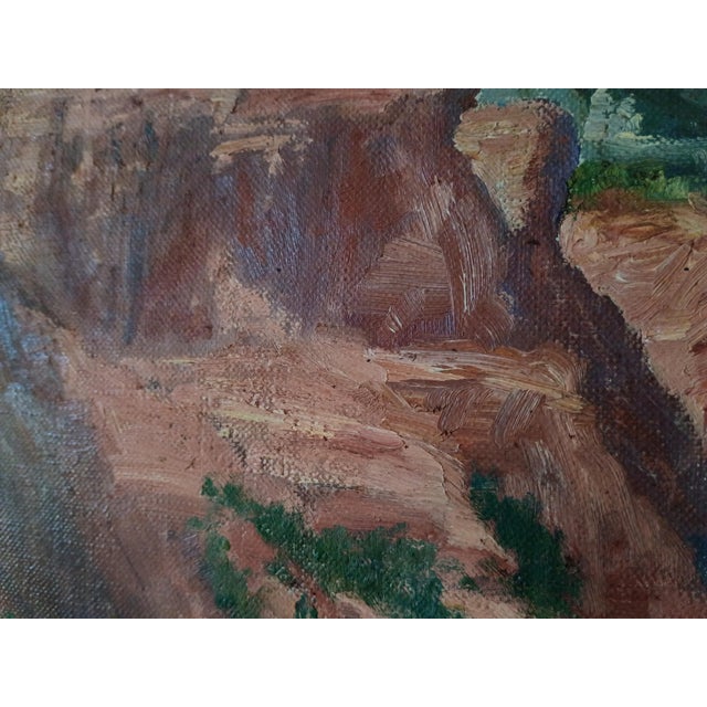Joane Cromwell "Oak Creek Canyon" Arizona Landscape Painting With Vintage White Frame 1950's For Sale - Image 15 of 18