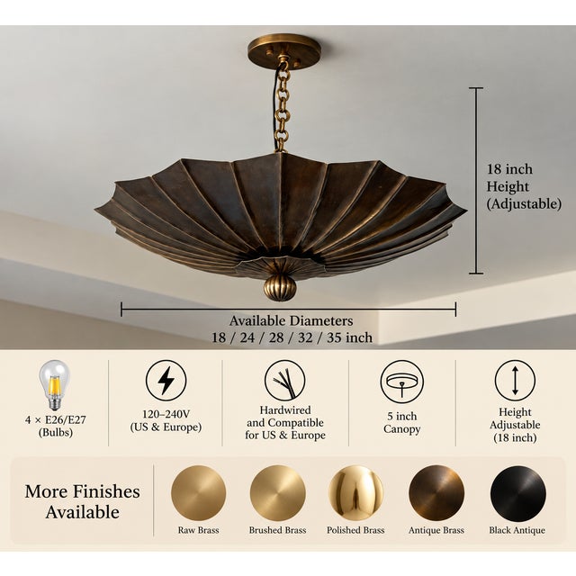 Contemporary Antique Brass Pendant Light, Handmade Vintage Ceiling Light Fixture For Sale - Image 3 of 15