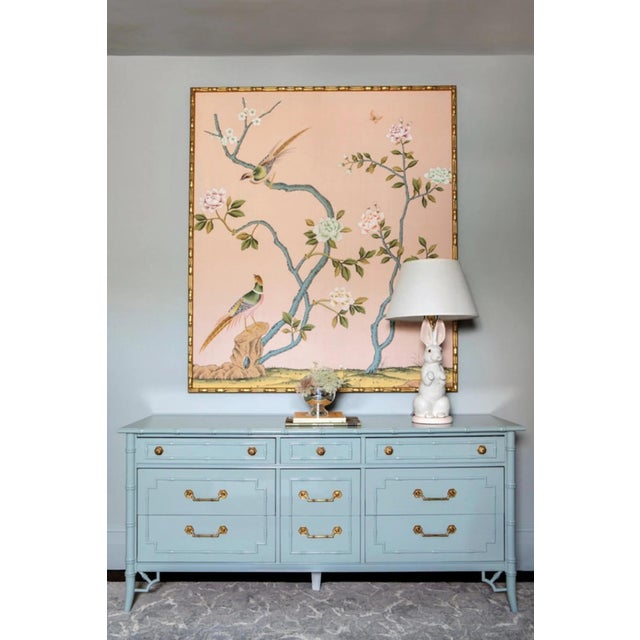 If you love the look of De Gournay wallpaper but not the price, this is for you. Blush Pink Chinoiserie Bird & Blossom...