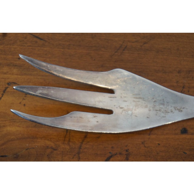 Silver Antique Shiebler Sterling Silver 925 Meat Serving Fork Daisy 2885 Floral 123g For Sale - Image 8 of 12