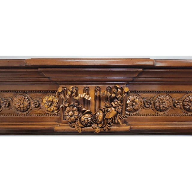 French Louis XVI Style Hand-Carved Limewood Fireplace Mantel For Sale - Image 4 of 12