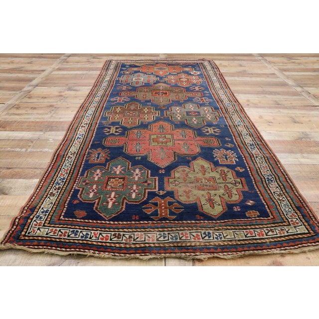 Textile Antique Caucasian Kazak Rug, 04'01 X 09'10 For Sale - Image 7 of 9