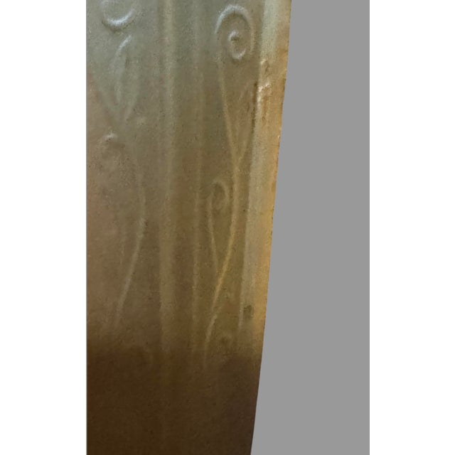 Pair Antique Art Deco 2 Light Ceiling Fixtures Amber Glass Slip Shades 1930s For Sale - Image 6 of 12