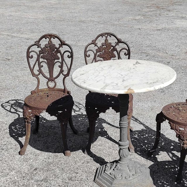 Cast Iron Patio Garden Table and Chairs, Set of 5 For Sale - Image 3 of 18