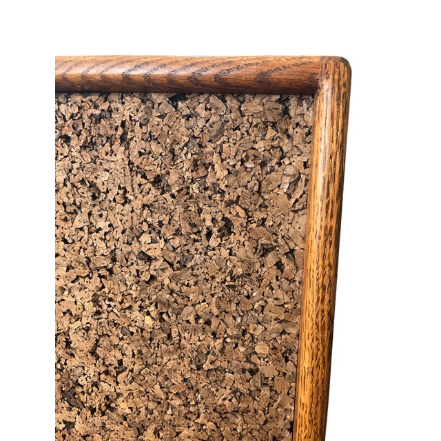 Vintage 1970s Framed Cork Bulletin Board – Solid Oak Frame Vintage Office or Workshop Organizer For Sale - Image 4 of 8