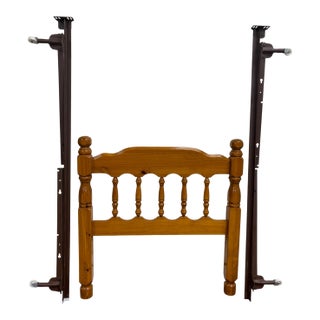 Vintage Twin Size Cannonball Spindle Headboard Bedframe For Sale