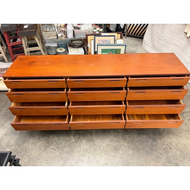Mid-Century Modern Mid-Century Modern "Jutland" Teak 12-Drawer Lowboy Dresser For Sale - Image 3 of 9