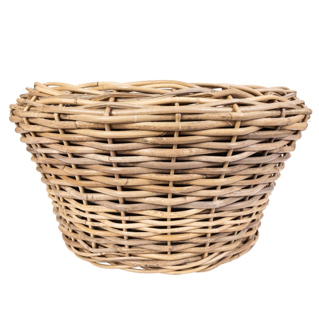 2020s Artifacts Rattan Round Cone Planter with Black Plastic Insert, Natural, 22" For Sale - Image 5 of 10