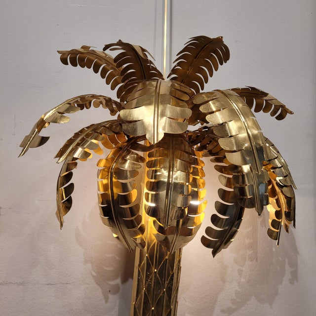 Gold Palm Tree Lamps in Gilt Brass by Christian Techoueyres for Maison Jansen, France, 1970s, Set of 2 For Sale - Image 8 of 18