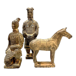 Vintage 1980's Chinese Terra Cotta Tomb Warrior Figures - Set of Three