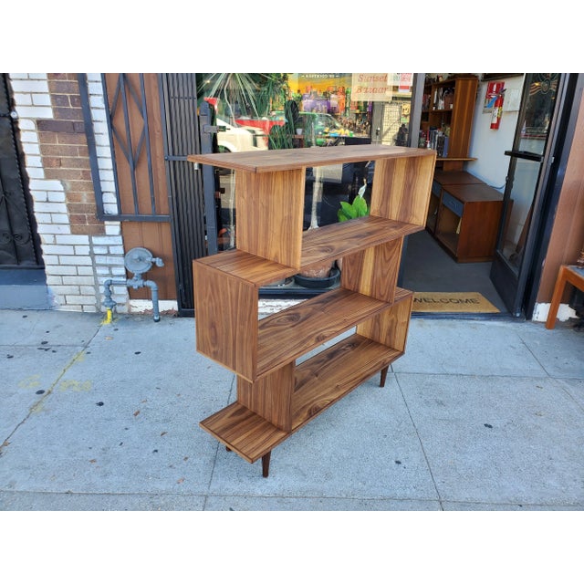 Three-Tier Zig-Zag Walnut Bookcase For Sale - Image 9 of 13