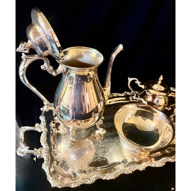 1960s Vintage Silver-Plated on Copper Tea and Coffee Service Set For Sale - Image 5 of 11