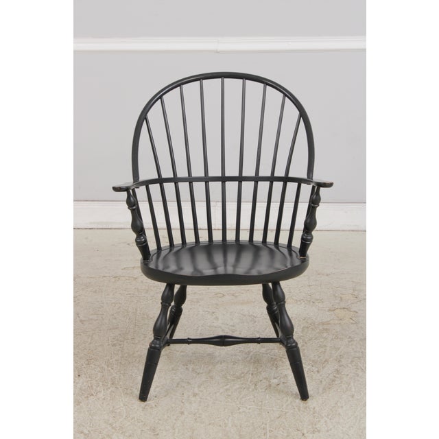 Traditional Set of 4 Black Windsor Style Dining Room Chairs For Sale - Image 3 of 18