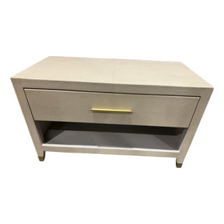Restoration Hardware Beige Faux Shagreen Nightstand For Sale