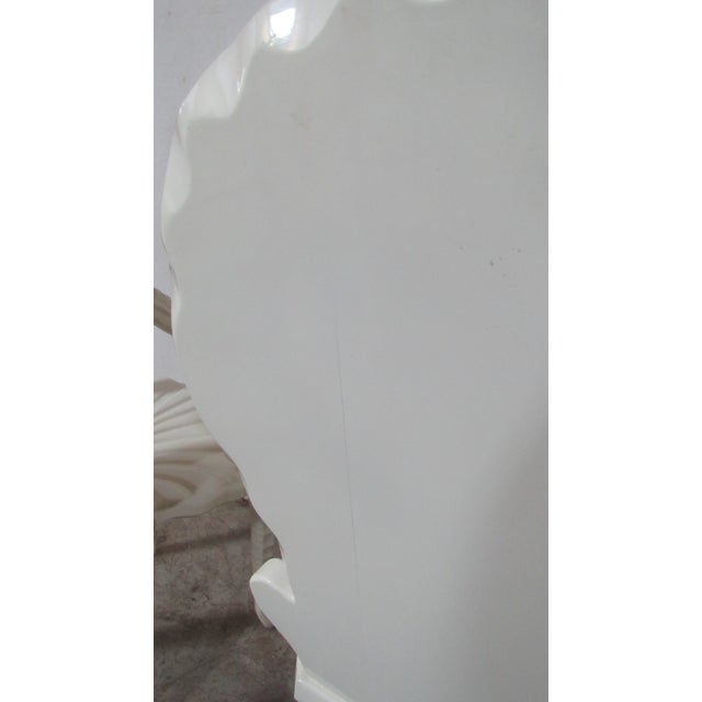 Pair Mid-Century Italian Neo-Classical Carved Wood White Lacquer Shell & Dolphin Chairs For Sale - Image 12 of 14