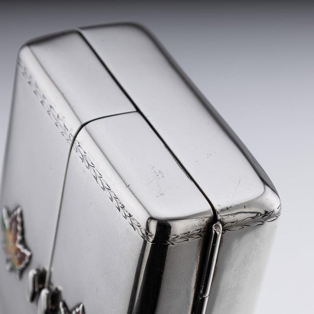 Vintage Canadian Silver and Enamel Playing Cards Box, 1920 For Sale - Image 4 of 18