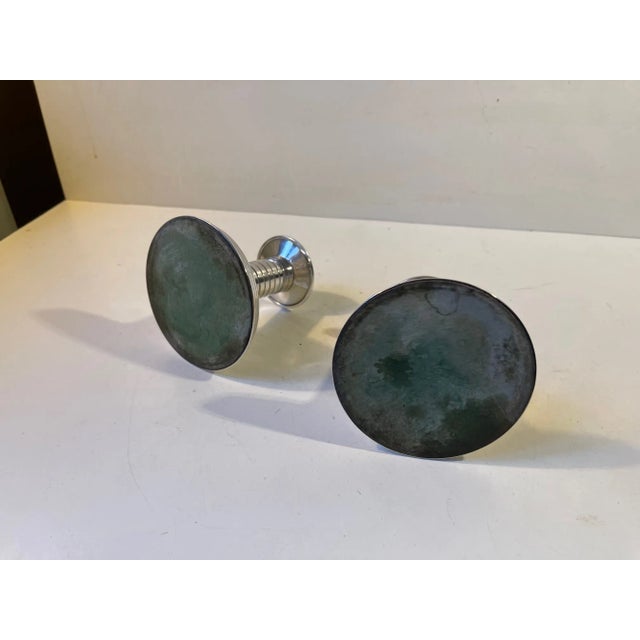 Silver Art Deco Plated Silver Candleholders by Carl F. Christensen, Set of 2 For Sale - Image 8 of 10