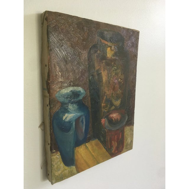1940s Vintage Still Life Oil Painting For Sale - Image 9 of 11