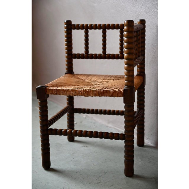 Louis XIII Style Corner Chair in Turned Oak, 1950s For Sale - Image 9 of 12