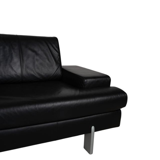 AK 644 3-Seater Sofa and Lounge Chairs in Black Leather from Rolf Benz, Set of 3 For Sale - Image 6 of 18
