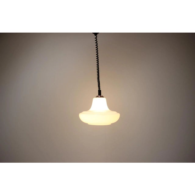 Glass Mid-Century Adjustable Glass Pendant, 1970s For Sale - Image 7 of 10