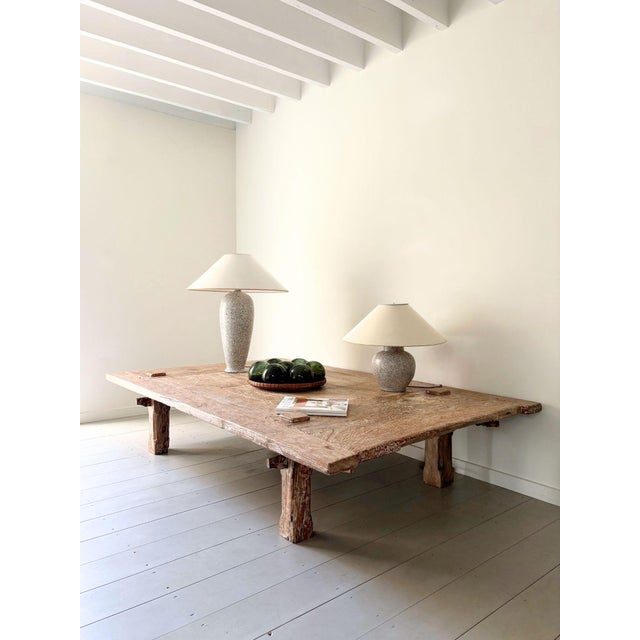Rustic Large 19th Century Weavers Coffee Table in Lime Wash Teak, Indonesia For Sale - Image 3 of 15
