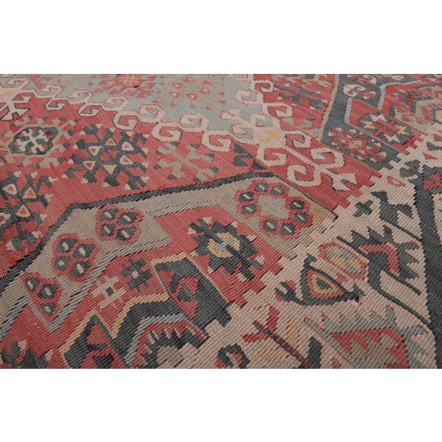 1970s Vintage Handmade Wool Cotton Red Area Rug For Sale In San Francisco - Image 6 of 11