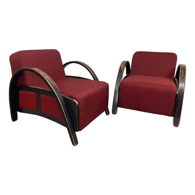 Art Deco Style Armchairs, 1980s, Set of 2 For Sale
