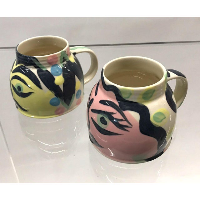 Ceramic Hand Painted Face Mugs A Pair Chairish