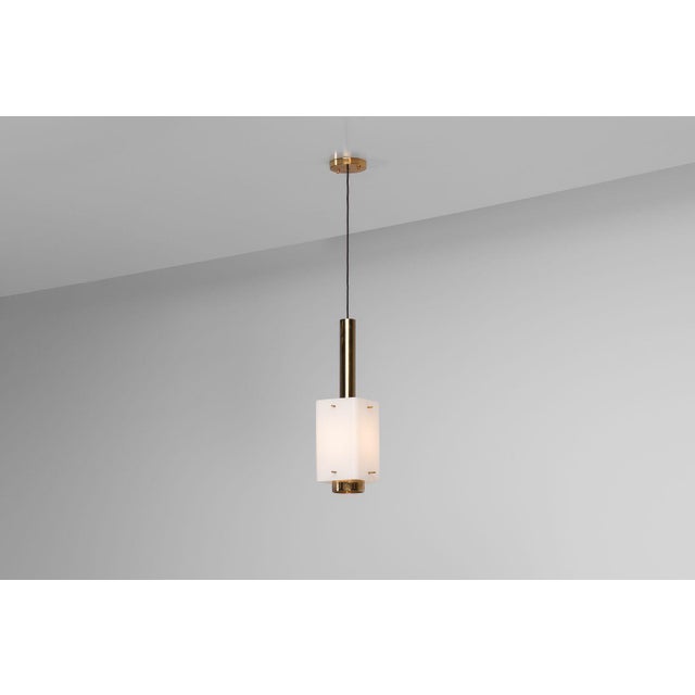 Vintage Italian Pendant Lamp in Brass and Glass from Stilnovo, 1960s For Sale - Image 3 of 16