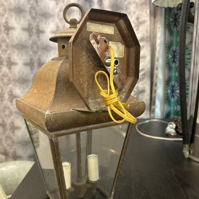 Brown Antique Rustic Metal Lantern Light For Sale - Image 8 of 12