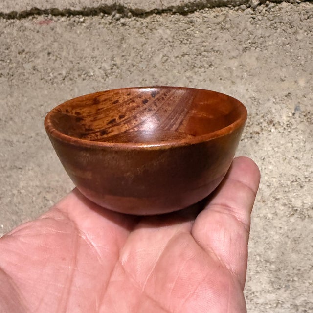Brown Vintage Set of Four Turned Mini Wood Bowls For Sale - Image 8 of 8