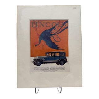1927 Original Lincoln Advertising, Stark Davis, Art Deco, Matted For Sale