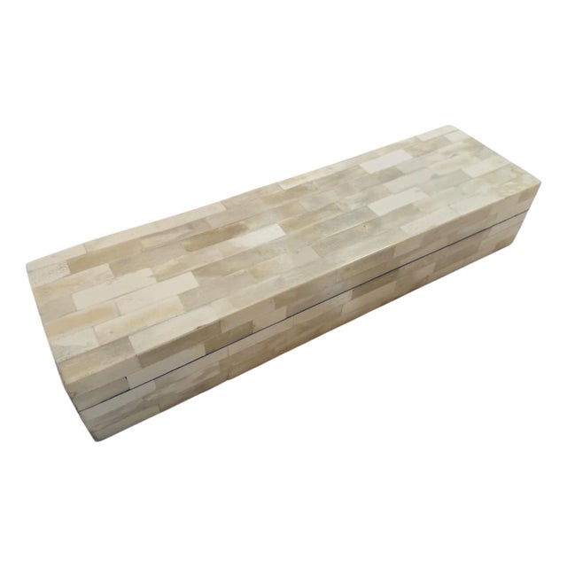 VIntage Italian, Rectangular Cream Bone Inlay Box 1970 For Sale