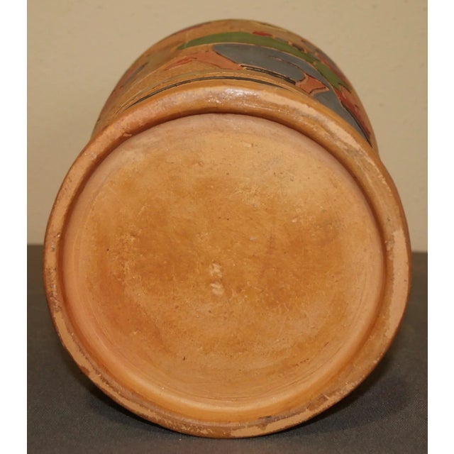 Vintage 1960s Guatemalan Mid Century Modern Clay Aztec Motifs Baluster Vase For Sale In New Orleans - Image 6 of 6