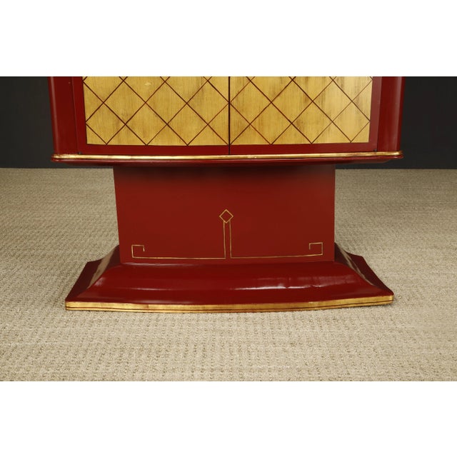 Émile-Jacques Ruhlmann Art Deco Dry Bar Cabinet with Gold Leaf Doors, circa 1930s, Restored For Sale - Image 4 of 12