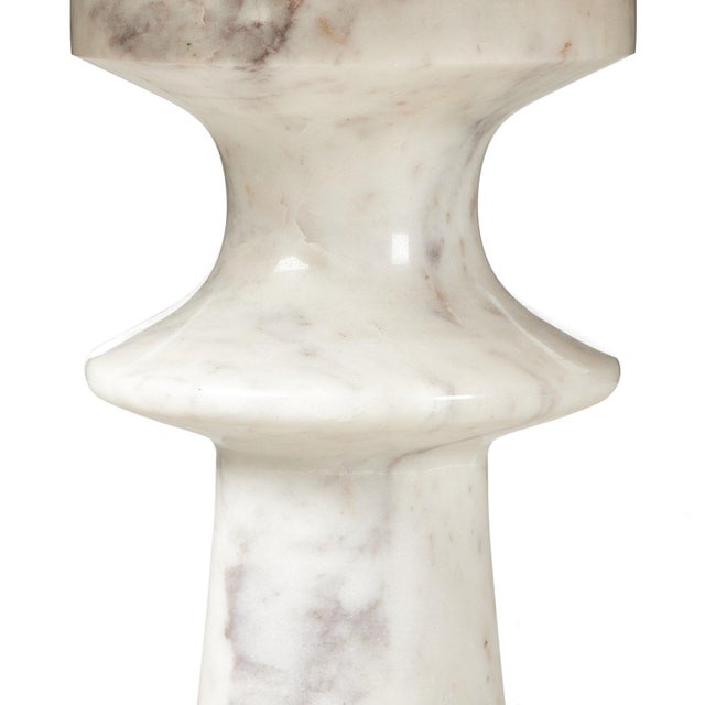 Four Hands Skylar Tray End Table in Solid Polished White Marble For Sale - Image 10 of 11