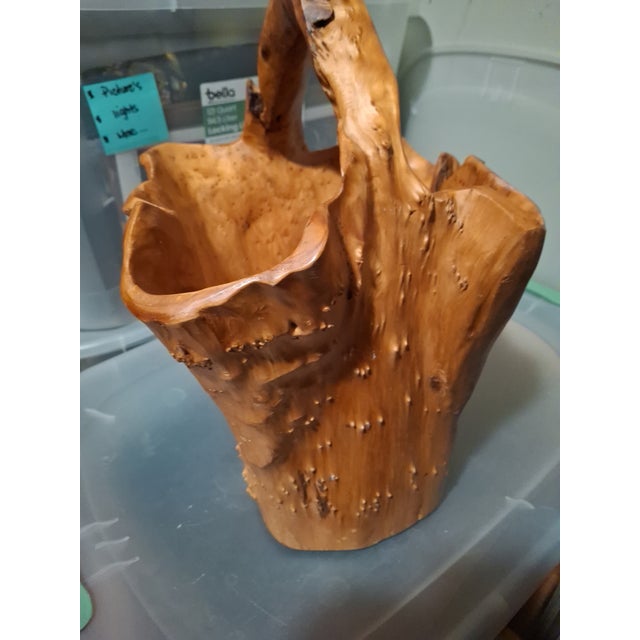 For sale is an 1960s handcarved beautiful Burl wood basket . It has aged beautifully still in excellent condition with...