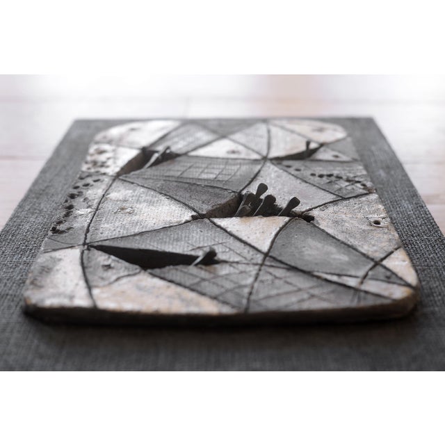 Vintage Abstract Brutalist Ceramic & Nail Art Wall Sculpture For Sale - Image 4 of 10