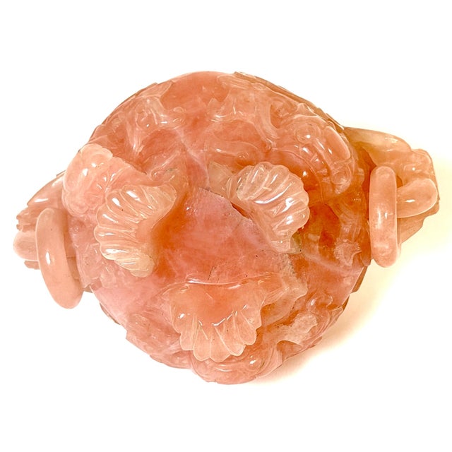 20th C. Chinese Carved Rose Quartz Archaistic Censer with Guardian Lion Finial For Sale - Image 9 of 18