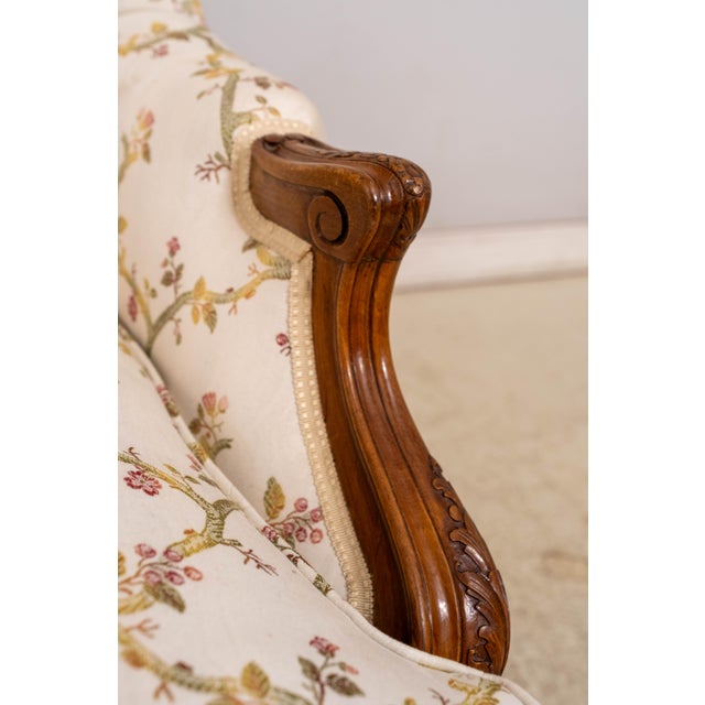 Pair Vintage French Louis XV Style Carved & Upholstered Bergere Chairs For Sale In Philadelphia - Image 6 of 18