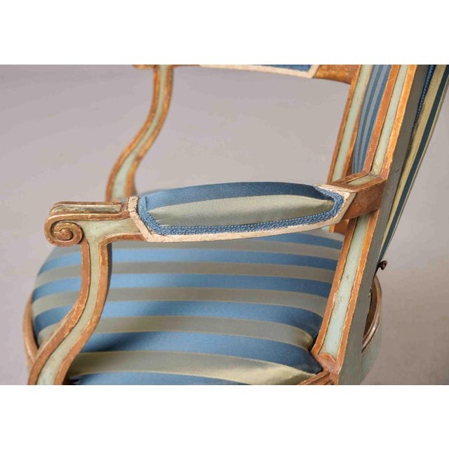 Wood Late 18th Century European Neoclassical Painted & Parcel-Gilt Armchair For Sale - Image 7 of 12