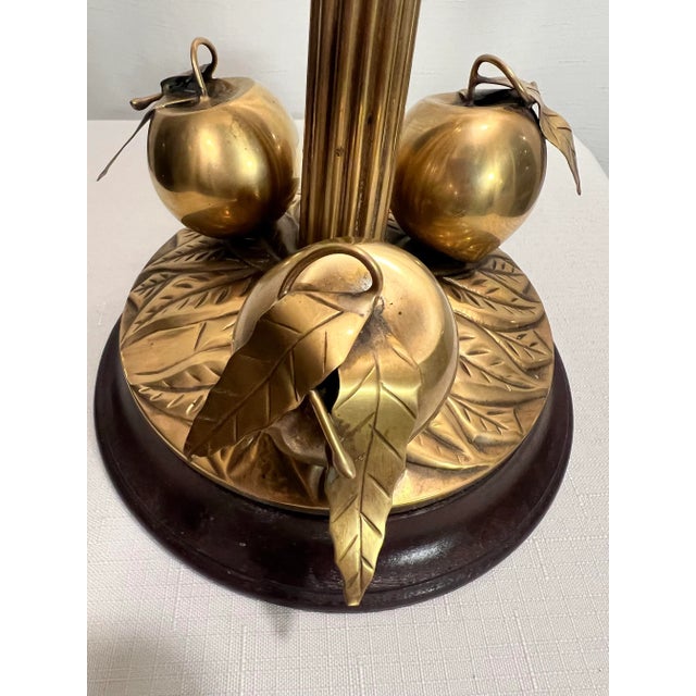 Late 20th Century Vintage Chinoiserie "Golden Peaches" Brass Table Lamp For Sale - Image 5 of 11