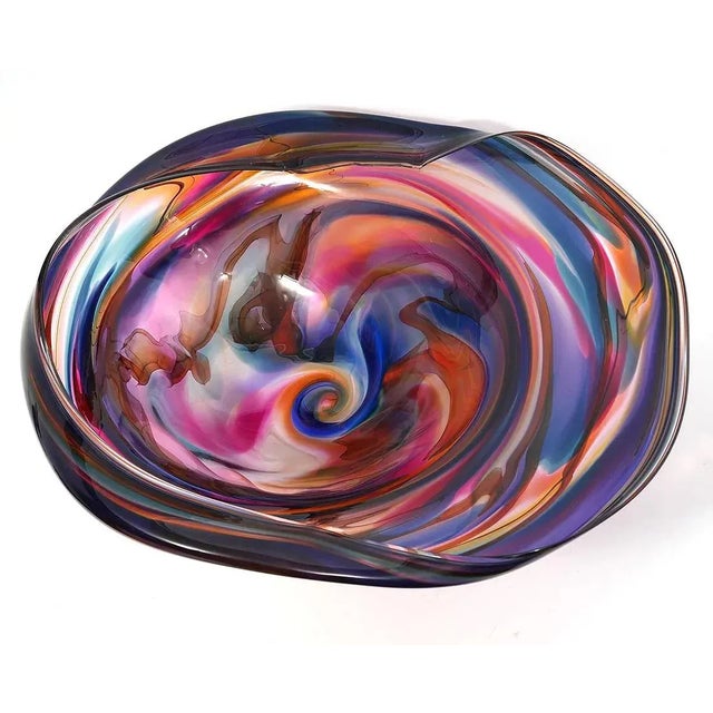 Monumental David Goldhagen Blown Art Glass Centerpiece Bowl, American For Sale - Image 9 of 18
