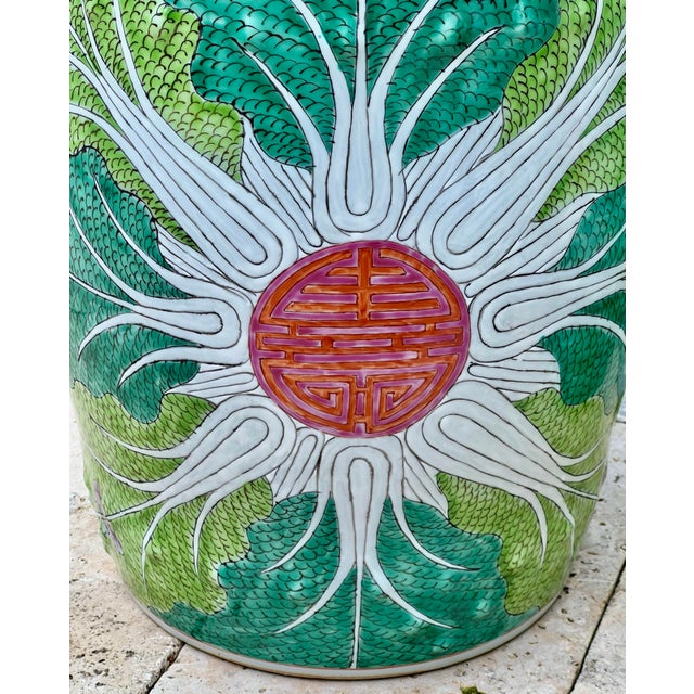 Chinese Bok Choy Hand Painted Garden Stool – Famille Verte Jingdezhen Porcelain For Sale - Image 10 of 12