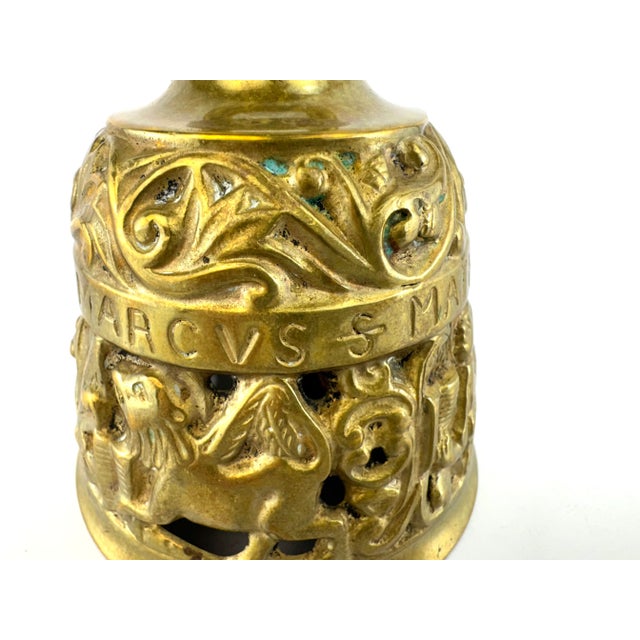 1950s Vintage Italian Brass Relief Bell With St. Mark’s Lion and Evangelists Motif For Sale - Image 5 of 13