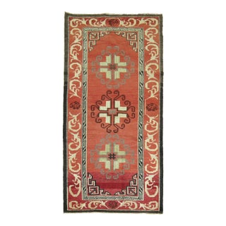 Zabihi Collection Red Vintage Turkish Rug Inspired by 19th Century Khotan Rugs - 3'2" x 6'3" For Sale