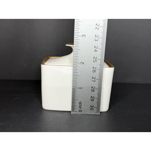 Vintage Rosenthal Germany 21-Piece Porcelain Coffee Service – White With Heavy Gold Trim, Mid-Century Modern For Sale - Image 18 of 18